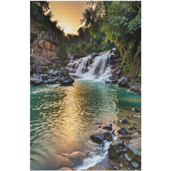 1000 Piece Mountains Waterfall Water Flow Creek Stream Landscape Jigsaw Puzzle for Adults - Every Piece is Unique, Family Activities Games, 1000 Piece Finished Size is 30.7"x20.8"