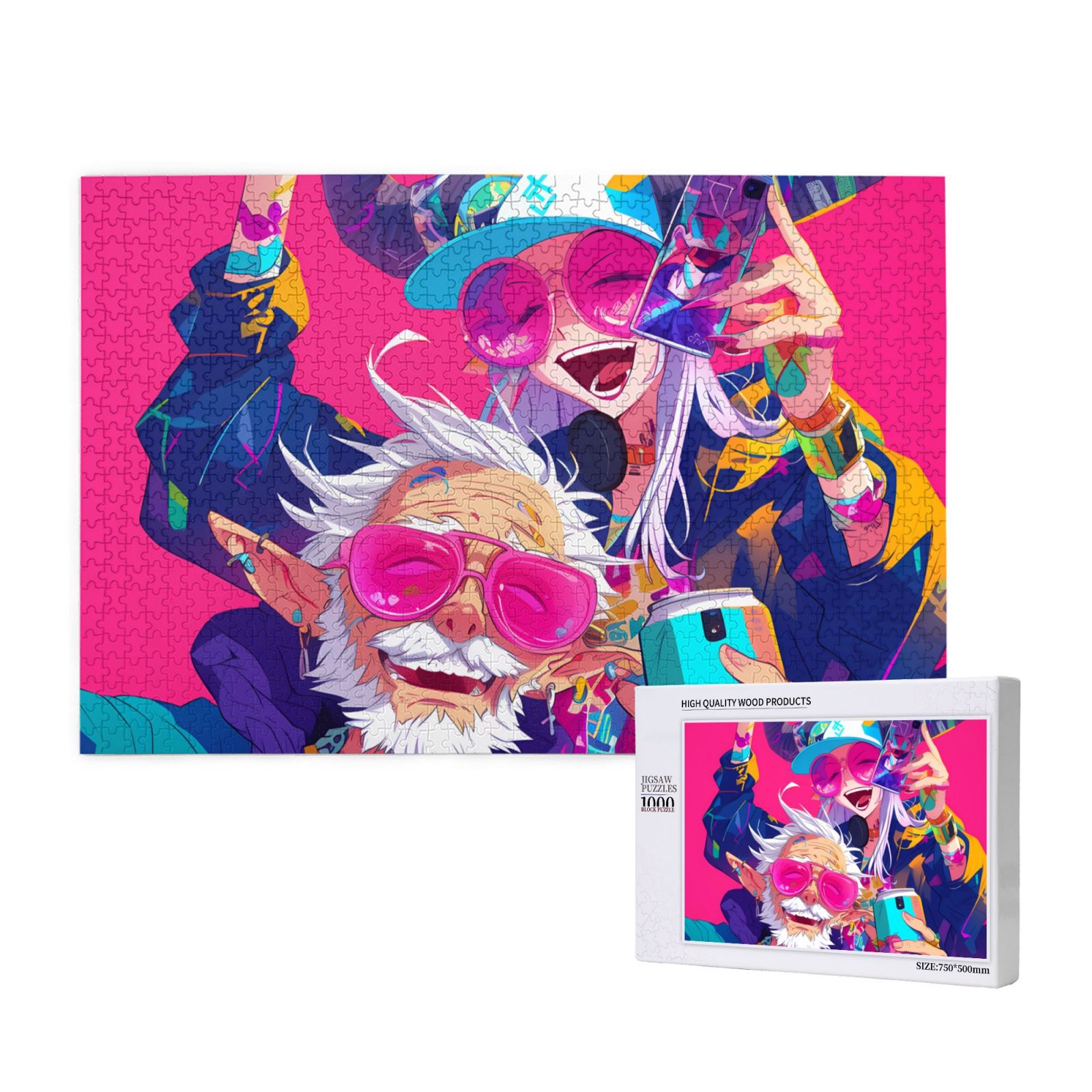 Funny Dog Puzzles 1000 Pieces For Adults - Hip Hop Dancing Bulldog Collage Jigsaw Puzzle - View #5