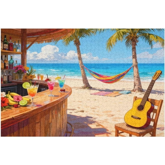1000 Piece Puzzle for Adults, Vacation Jigsaw Puzzle, Seaside Bar Puzzles 1000 Pieces Birthday Party for Family Women and Adults Funny Puzzle, Fun and Challenging Family Games 3020 in