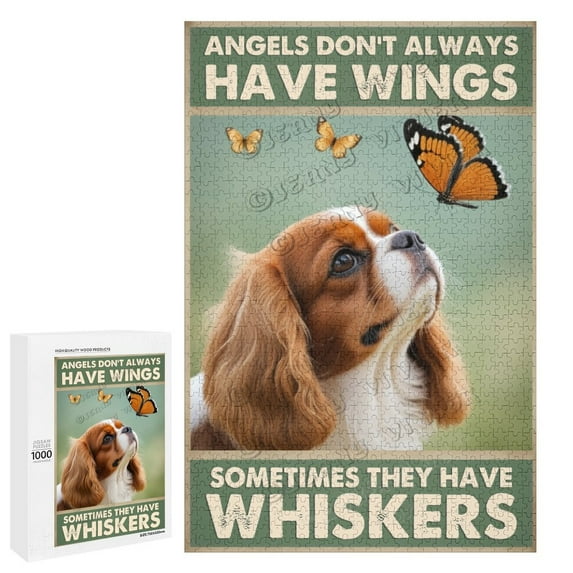 1000 Piece Puzzle – Cavalier King Charles Spaniel with Butterfly Angel Wings | Fun Puzzle for Dog Enthusiasts, Ideal for Nature and Pet Decor Lovers
