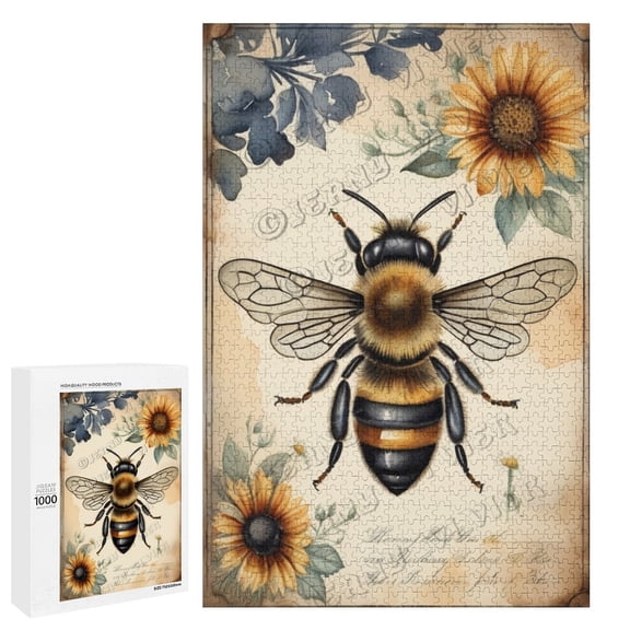 1000 Piece Puzzle – Vintage Bee with Garden Decor | Fun Challenge for Nature Lovers | Great for Gifting and Relaxation