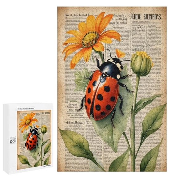 1000 Piece Puzzle – Vintage Ladybugs and Daisy Decor | Relaxing Puzzle for Nature Lovers | Perfect for Gifting