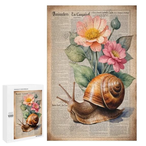 1000 Piece Puzzle Vintage Snail with Floral Decor | Fun Puzzle for Nature Lovers | Ideal for Gifting and Family Fun