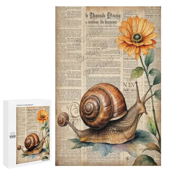 1000 Piece Puzzle – Vintage Snail with Flowers and Garden Decor | Perfect Puzzle for Nature Lovers | Fun Family Activity