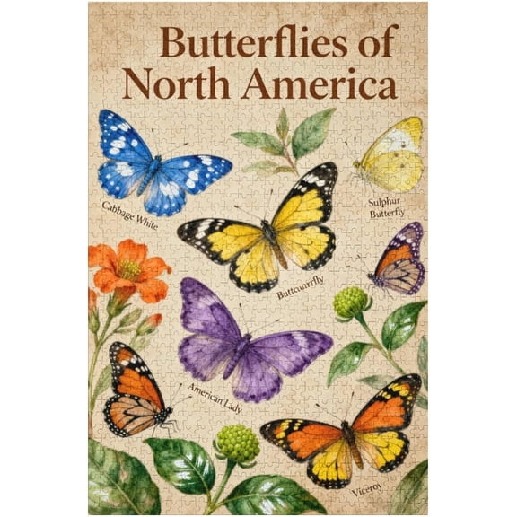 1000 Piece Puzzles for Adults Butterflies of North America 30 X 20 Inch 1000 Piece Jigsaw Puzzles for Women Adults Puzzles 1000 Pieces for Adults Holiday Educational Challenge Game