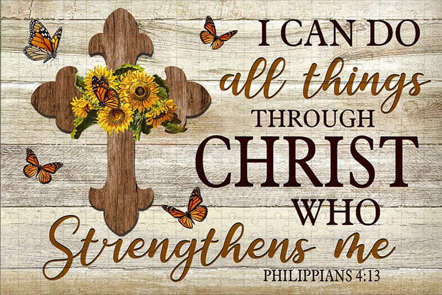 1000 Piece Puzzles for Adults Cross I Can Do All Things Through Christ ...