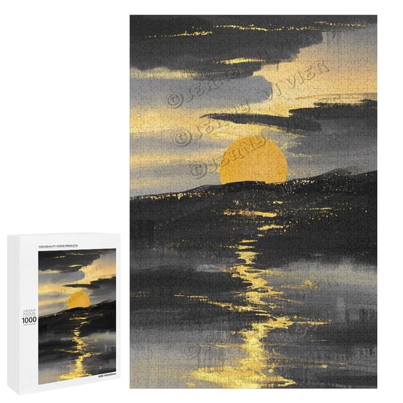 1000 Piece Puzzles for Adults, Jigsaw Puzzles 1000 Pieces, Black and Gold Decor Mountain Puzzles 1000 Pieces for Adults, Funny Challenging Puzzles, Gift for Family Friends, 30 x 20 in