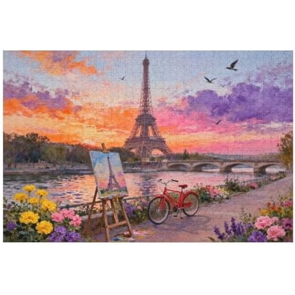 1000 Piece Puzzles for Adults - Tower, Romance Sunset Adult Jigsaw Puzzles Games Premium Cardboard for Tabletop Family Activity Gift Finished Size is 30x20 in