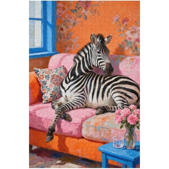 1000 Piece Puzzles for Adults,Zebra Sitting on Sofa Puzzle for Adults Women Seniors, Fun Game for Women Ages 8-10 10-12,Challenging Christian Art Perfect for Game Nights,30 * 20 in