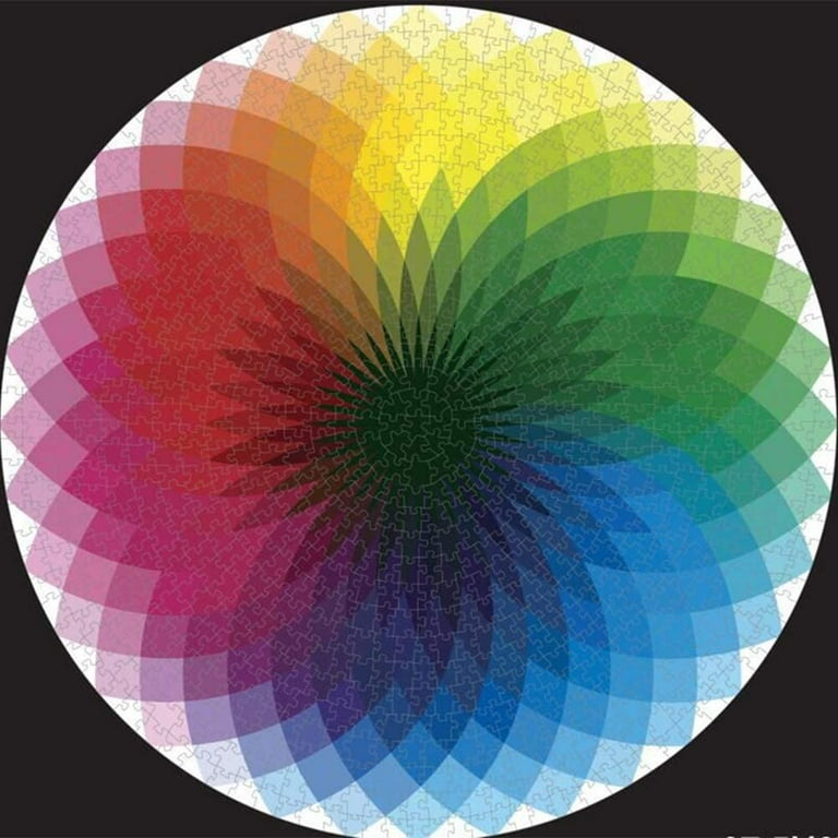 1000 Piece Puzzles for Adults Gradient Color Rainbow Large Round