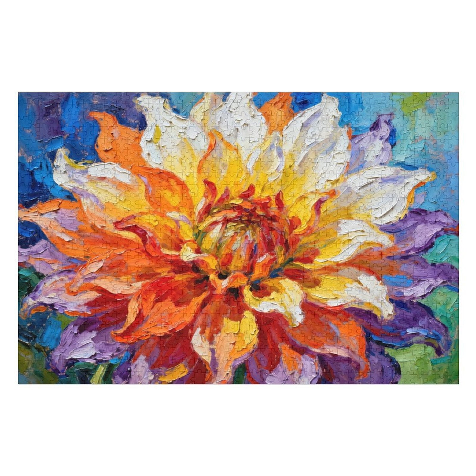 1000 Piece Rainbow Flower Puzzle for Adults – Colorful Dahlia