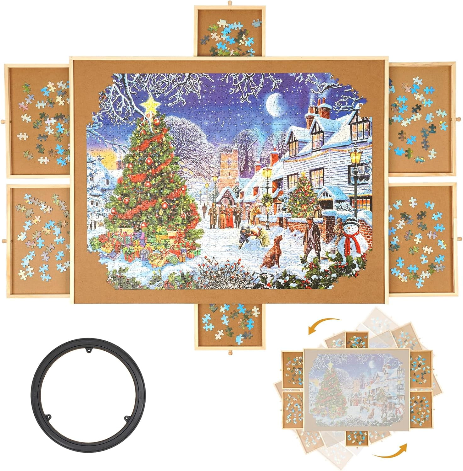 Jigsaw Puzzle Board With Storage Trays - Holds 1000 Pieces, Portable Mat With Case & Accessories