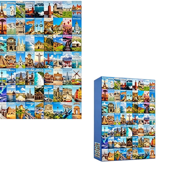 Puzzle for Adults | 1000 Piece World Travel Puzzle | Travel Games for Adults | Adult Puzzle Gift for Travel Lovers | 10X8X2 in