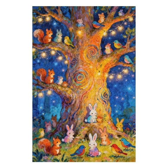 1000 Piece Treehouse Family Puzzle for Adults Hard Difficult Jigsaw Puzzle Challenging DIY Puzzles for Seniors, Fun Family Game Night, Home Decor, 30x20 in