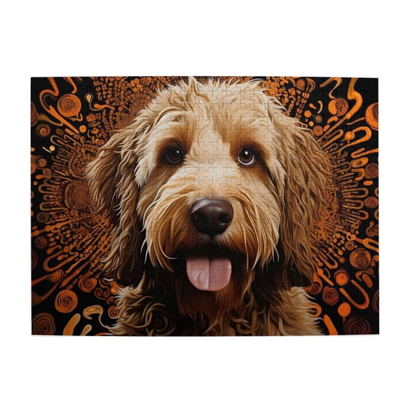 1000 Piece Vibrant Goldendoodle Dog Wooden Jigsaw Puzzle For Adults – Artistic Psychedelic Pattern, Challenging & Relaxing Brain Game, Unique Home Decor, Ideal Gift