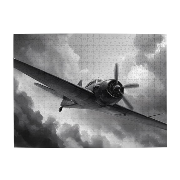 1000 Piece Vintage Airplane Wooden Jigsaw Puzzle For Adults Challenging, Relaxing Brain Game, Stunning Black & White Aviation Art, Ideal Gift & Home Decor