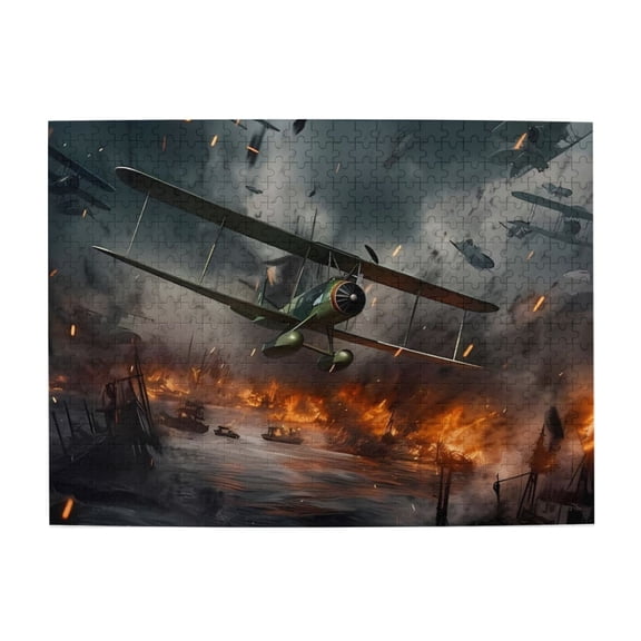 1000 Piece Vintage Biplane War Jigsaw Puzzle For Adults – Challenging Wooden Game, Intense Air Combat Artwork, Relaxing Brain Exercise, Great Gift For History Buffs
