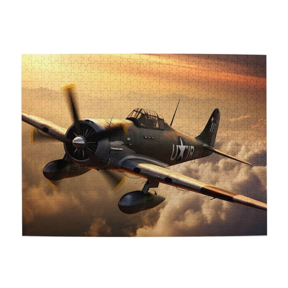 1000 Piece WWII Fighter Plane Jigsaw Puzzle For Adults – Challenging Wooden Military Aircraft Game, Relaxing Brain Exercise, Stunning Sunset Art, Great Gift Choice & Home Decor