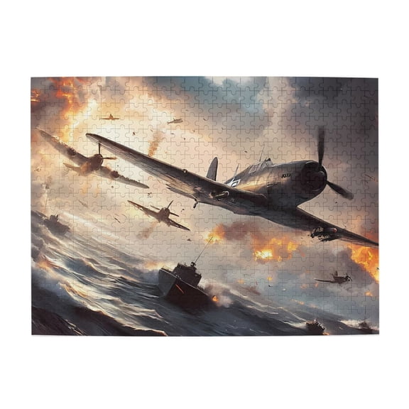 1000 Piece WWII Naval Air Battle Jigsaw Puzzle For Adults – Challenging Wooden Puzzle, Intense Fighter Plane & Warship Artwork, Relaxing Brain Game, Great Gift Idea