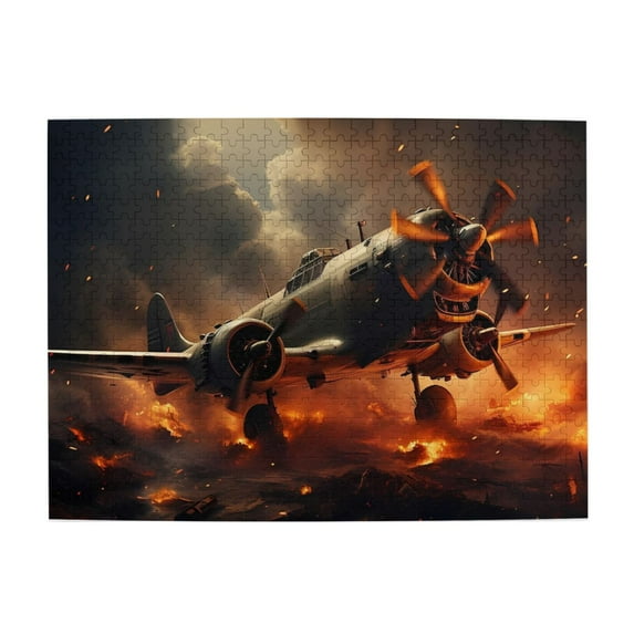1000 Piece WWII Vintage Bomber Jigsaw Puzzle For Adults – Intense War Zone Artwork, Challenging & Relaxing Brain Exercise, Unique Gift Idea & Home Decor