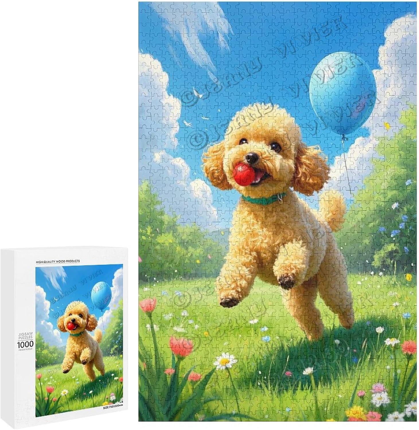 1000 Piece Wooden Brown Poodle Dog Jigsaw Puzzle, Family Game for ...