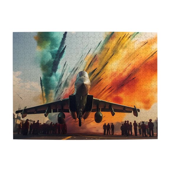 1000 Piece Wooden Fighter Jet Jigsaw Puzzle For Adults – Dynamic Airshow With Colorful Smoke, Challenging Brain Game, Relaxing Stress Relief, Great Gift & Home Decor