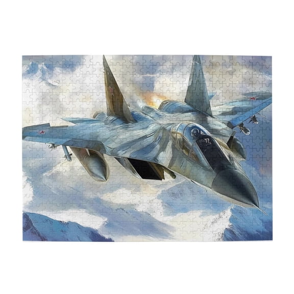 1000 Piece Wooden Fighter Jet Puzzle For Adults – Vibrant Military Aircraft & Snowy Peaks Artwork, Challenging Brain Game, Relaxing Activity, Great Gift For Aviation Fans & Home Decor