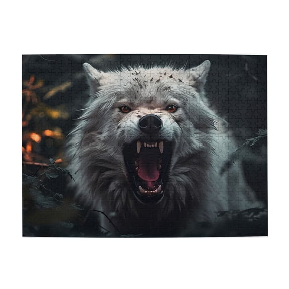1000-Piece Wooden Jigsaw Puzzle for Adults - Angry Wolf Wild Animal Fierce , Fun & Relaxing Family Game, No-Dust Interlocking Pieces, Perfect Wall Decor & Holiday Gift