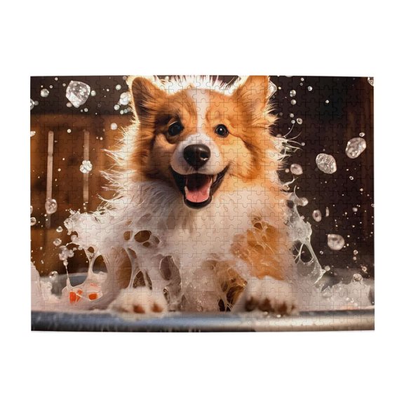 1000-Piece Wooden Jigsaw Puzzle for Adults - Dog Bathing Bubble , Fun & Relaxing Family Game, No-Dust Interlocking Pieces, Perfect Wall Decor & Holiday Gift