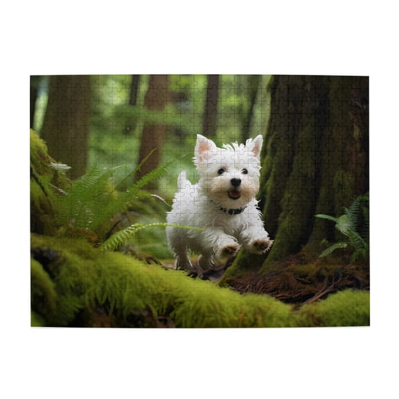 1000-Piece Wooden Jigsaw Puzzle for Adults - Happy Puppy Forest Run , Fun & Relaxing Interlocking No-Dust Puzzle for Family, Home Decor & Holiday Gifts