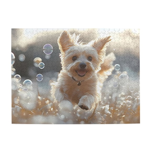 1000-Piece Wooden Jigsaw Puzzle for Adults - Puppy Bubbles Meadow Joy , Fun & Relaxing Interlocking No-Dust Puzzle for Family, Home Decor & Holiday Gifts