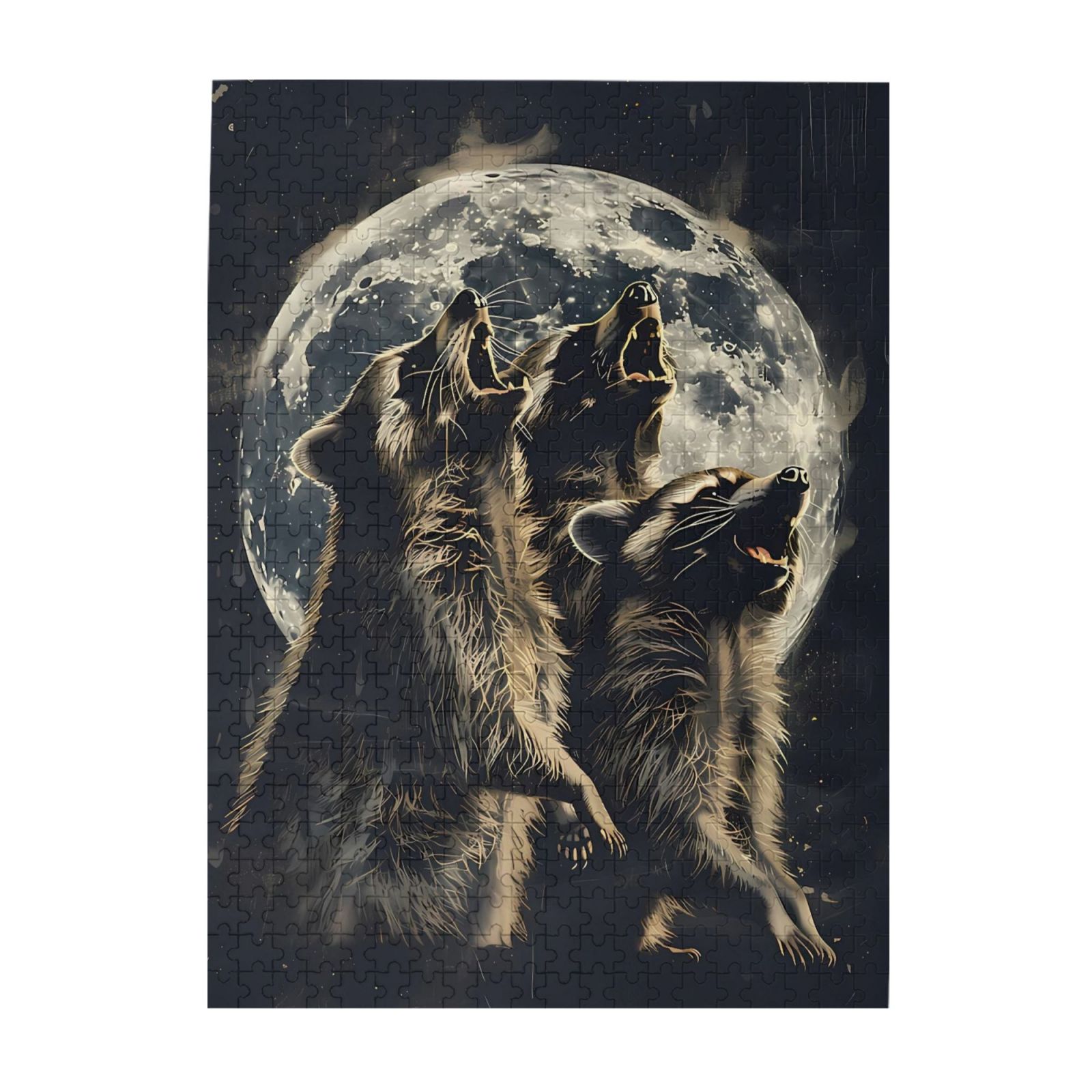 1000-Piece Wooden Jigsaw Puzzle for Adults - Raccoons Moon Night Sky ...