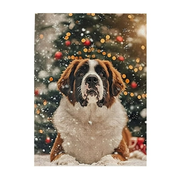1000-Piece Wooden Jigsaw Puzzle for Adults - Saint Bernard Snow Scene , Fun & Relaxing Interlocking No-Dust Puzzle for Family, Home Decor & Holiday Gifts