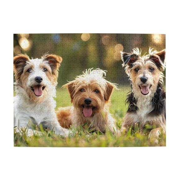 1000-Piece Wooden Jigsaw Puzzle for Adults - Three Dogs Grass Sunlight , Fun & Relaxing Family Game, No-Dust Interlocking Pieces, Perfect Wall Decor & Holiday Gift
