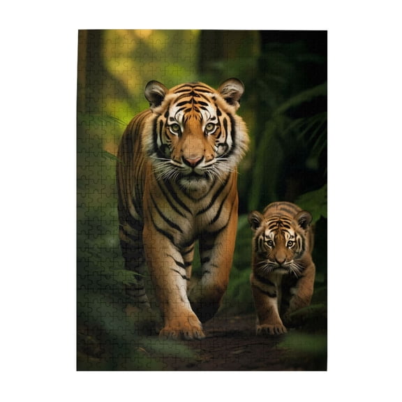 1000-Piece Wooden Jigsaw Puzzle for Adults - Tiger Cub Big Cat Wildlife , Fun & Relaxing Interlocking No-Dust Puzzle for Family, Home Decor & Holiday Gifts