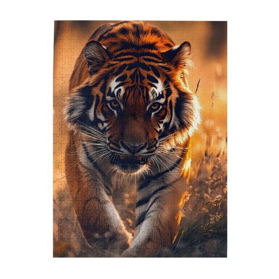 1000-Piece Wooden Jigsaw Puzzle for Adults - Tiger Feline Nature Predator , Fun & Relaxing Family Game, No-Dust Interlocking Pieces, Perfect Wall Decor & Holiday Gift