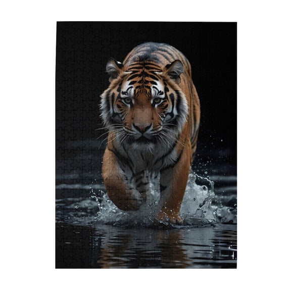 1000-Piece Wooden Jigsaw Puzzle for Adults - Tiger Walking Water Splash , Fun & Relaxing Family Game, No-Dust Interlocking Pieces, Perfect Wall Decor & Holiday Gift