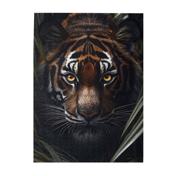 1000-Piece Wooden Jigsaw Puzzle for Adults - Tiger Wildlife Jungle Stare , Fun & Relaxing Family Game, No-Dust Interlocking Pieces, Perfect Wall Decor & Holiday Gift
