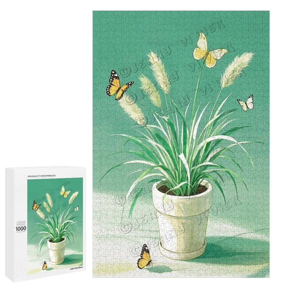 1000 Piece Wooden Jigsaw Puzzle - Reed Grass, Nature Scene for Adults, Finished Size 20" x 30"