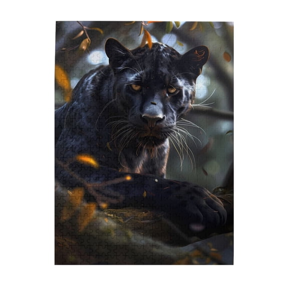 1000-Piece Wooden Jigsaw Puzzle for Adults - Black Panthers Wild Jungle View , Interlocking Pieces with Guide Letters, Holiday Gift & Home Decor