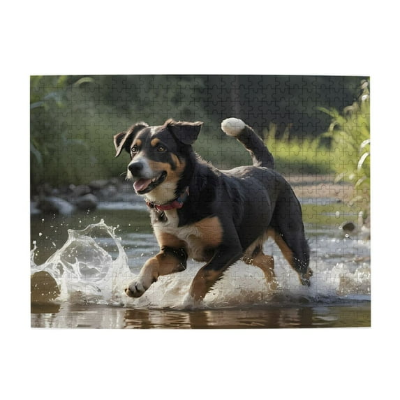 1000-Piece Wooden Jigsaw Puzzle for Adults - Dog Running Water Stream , Fun & Challenging Brain Teaser, Stylish Home Decor & Unique Gift