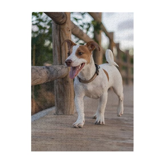 1000-Piece Wooden Jigsaw Puzzle for Adults - Dog Walking On Bridge , Interlocking Pieces with Guide Letters, Holiday Gift & Home Decor