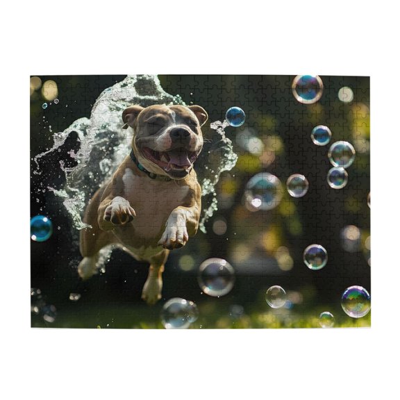 1000-Piece Wooden Jigsaw Puzzle for Adults - Dog Water Bubbles Action Happy , Fun & Challenging Brain Teaser, Stylish Home Decor & Unique Gift