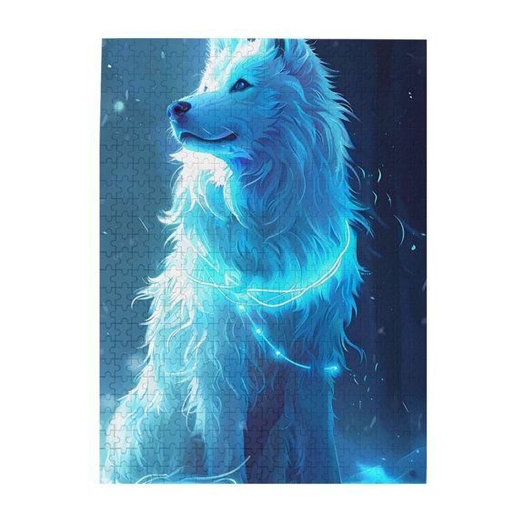 1000-Piece Wooden Jigsaw Puzzle for Adults & Families - Mythical Arctic Spirit Wolf , Fun & Educational Brain-Teasing Game, Artistic Home Decor