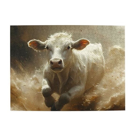 1000-Piece Wooden Jigsaw Puzzle for Adults & Families - Running Cow Powerful Motion , Fun & Educational Brain-Teasing Game, Artistic Home Decor