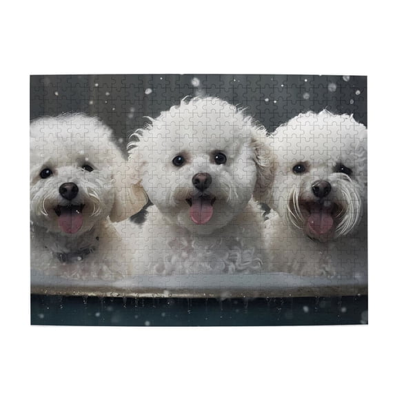 1000-Piece Wooden Jigsaw Puzzle for Adults & Families - Three Dogs Bathing Together , Fun & Educational Brain-Teasing Game, Artistic Home Decor