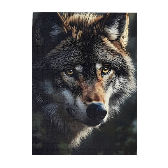 1000-Piece Wooden Jigsaw Puzzle for Adults & Families - Wolf Wild Forest Animal Face , Fun & Educational Brain-Teasing Game, Artistic Home Decor