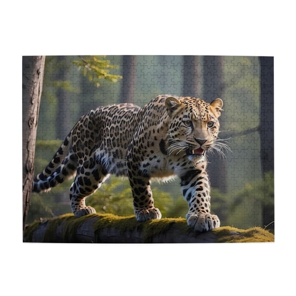 1000-Piece Wooden Jigsaw Puzzle for Adults - Leopard Forest Predator Wildlife , Fun & Challenging Brain Teaser, Stylish Home Decor & Unique Gift