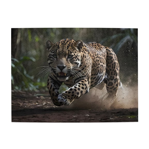 1000-Piece Wooden Jigsaw Puzzle for Adults - Leopard Running Jungle , Fun & Challenging Brain Teaser, Stylish Home Decor & Unique Gift