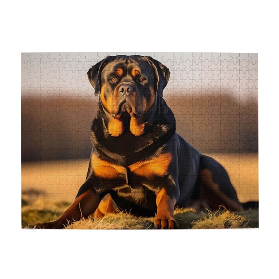 1000-Piece Wooden Jigsaw Puzzle for Adults - Rottweiler Dog Outdoors Sunset , Fun & Challenging Brain Teaser, Stylish Home Decor & Unique Gift